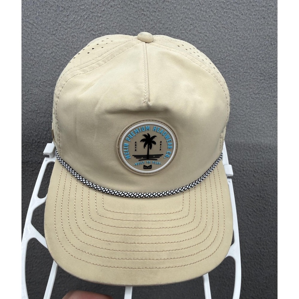Melin Hat Cap Snap Back Beige Coronado Hydro Rope Palm Patch Mens One Size